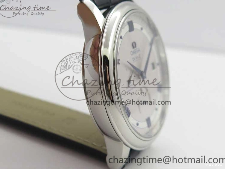 0312 Timeless De Ville Prestige Real PR SS ZF 1:1 Best Edition Gray Dial Blue Markers on Blue Leather Strap MIYOTA 7936